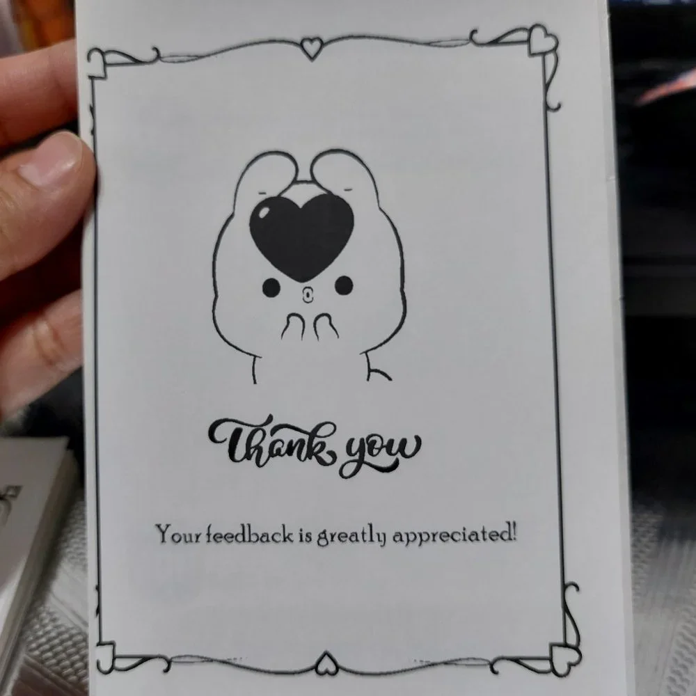 Black White Thermal Label Thank You Labels With DIY Cute Image Touch Ups Sticker